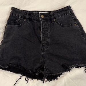 ROLLA'S Black Frayed Hem Jean Shorts